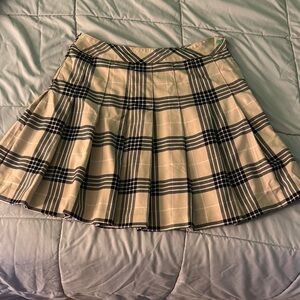 Divided Black and Tan Plaid Skater Skirt
